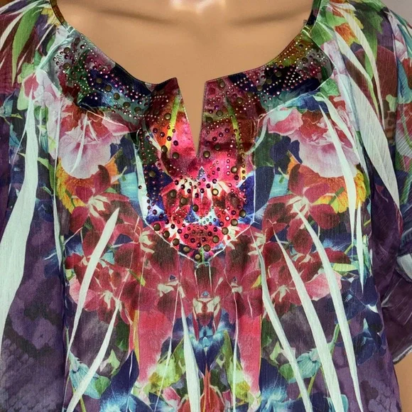 Dressbarn Colorful Floral Blouse 1X - Picture 2 of 9